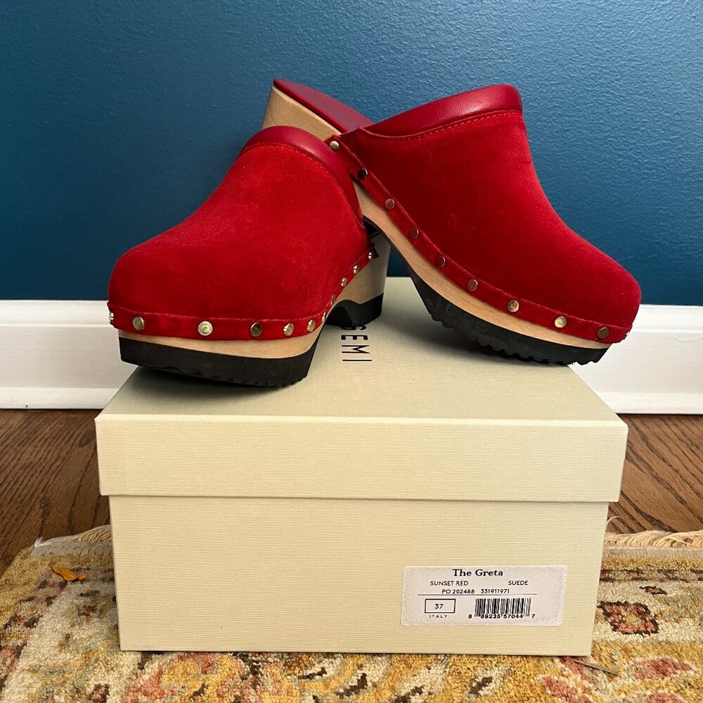 M. Gemi Red leather clogs